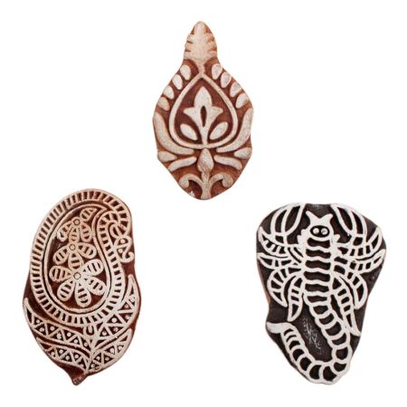 Set of 3 Piece New Mix Wooden Printing Blocks